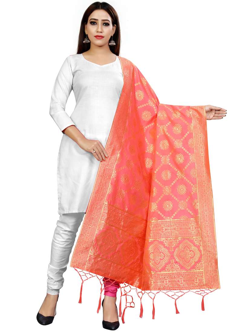 peach silk blend dupatta