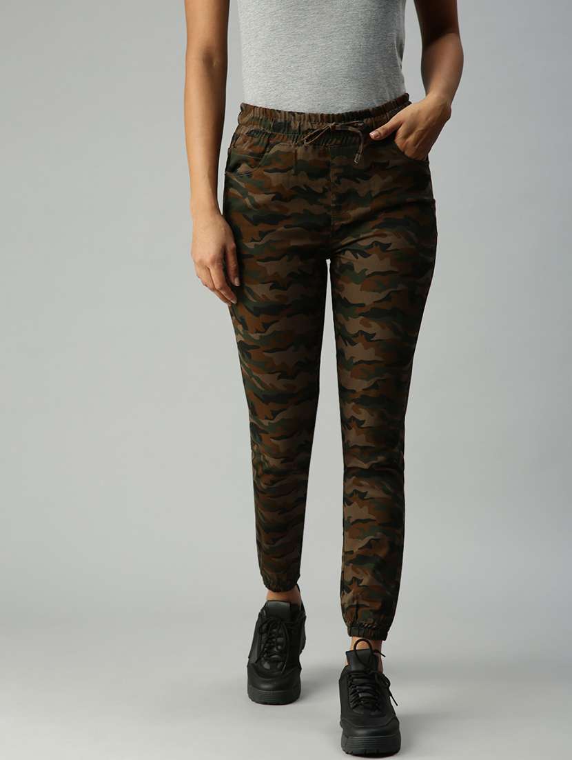 drawstring waist camouflage jogger