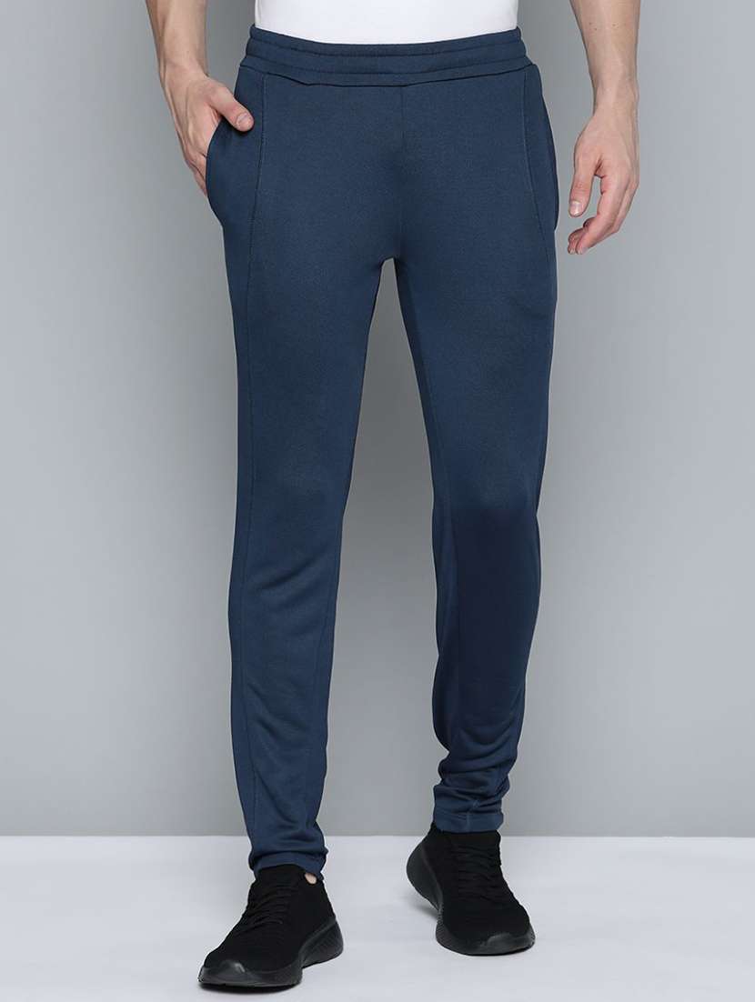 men navy blue solid full length track pant - 18411096 -  Zoom Image - 0