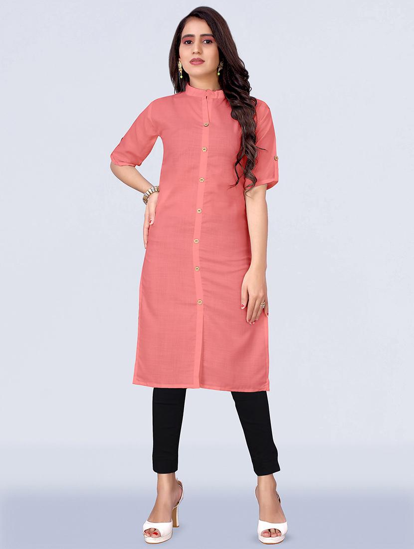 solid front slit kurta