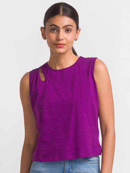 women's straight round neck top - 18411415 - Standard Image - 0