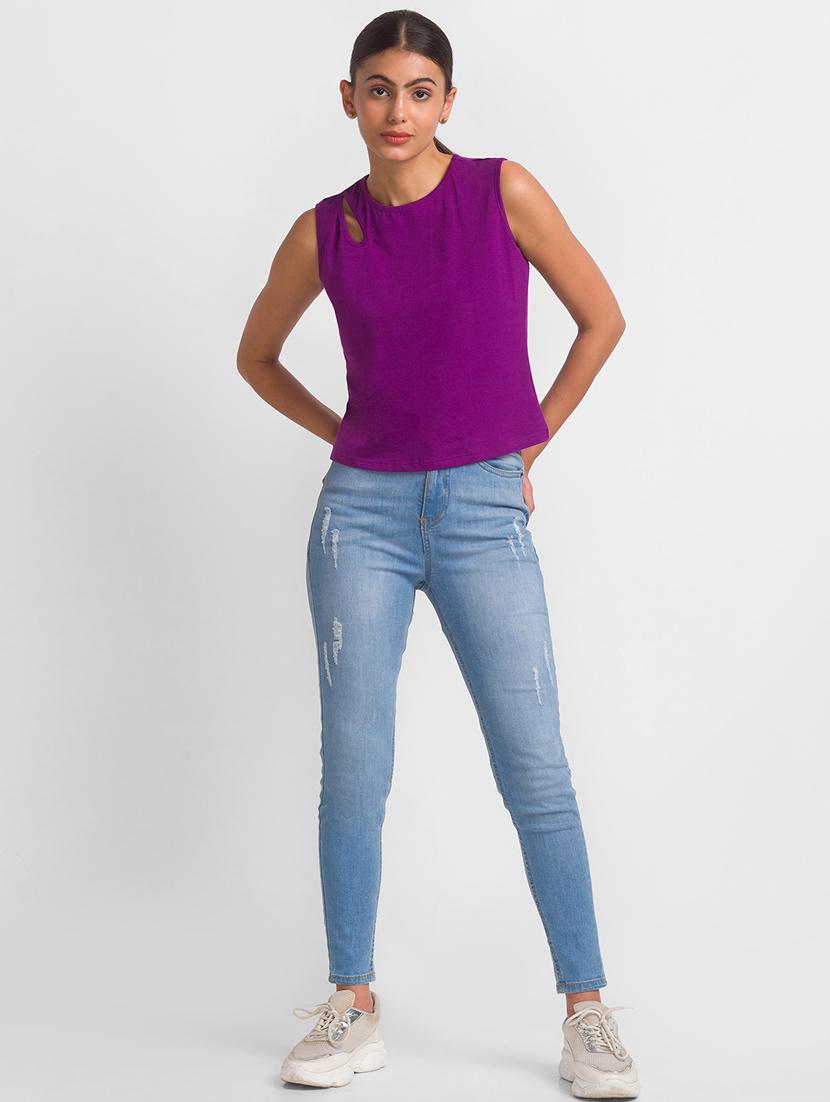 women's straight round neck top - 18411415 - Standard Image - 3