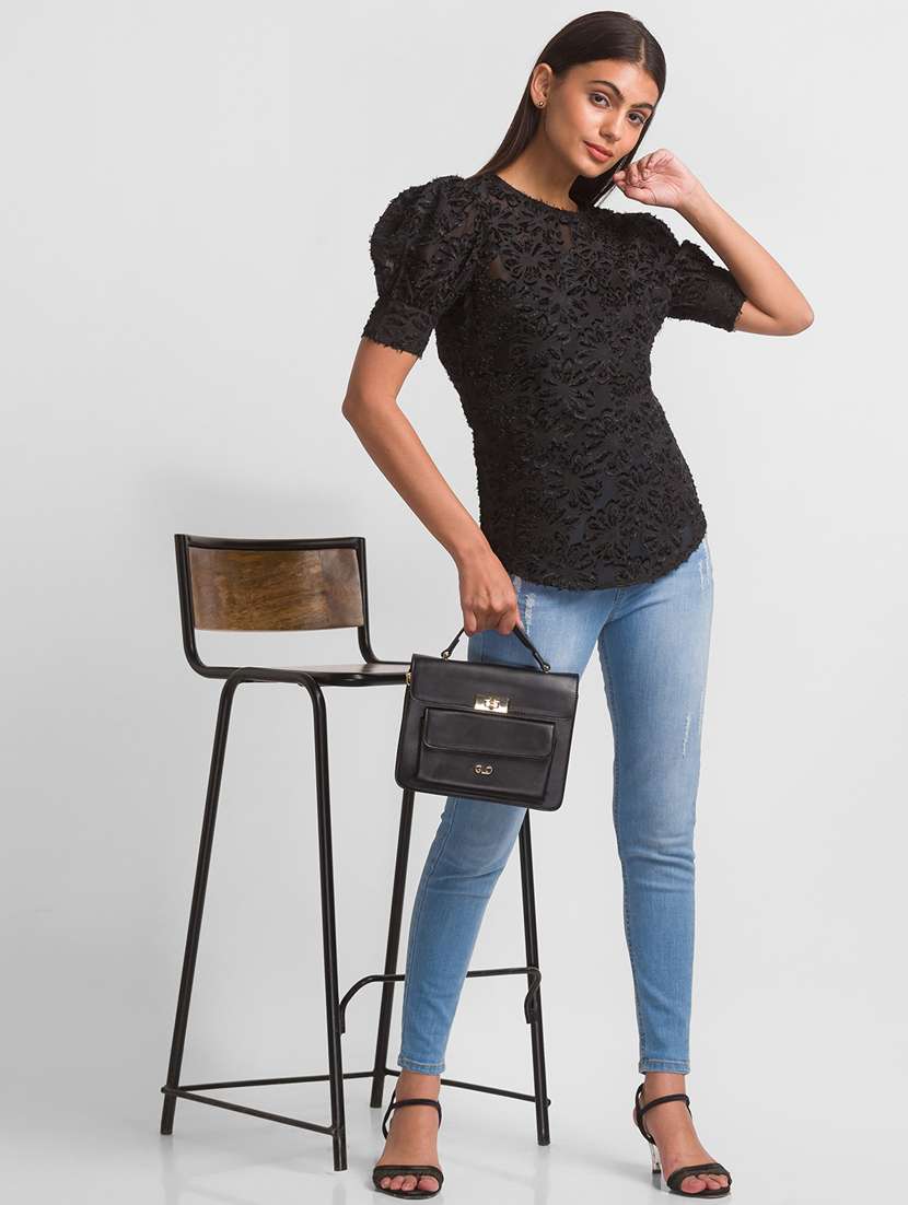 women's straight round neck top - 18411420 -  Standard Image - 3