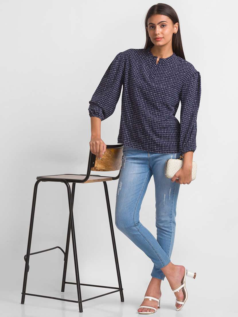 women's straight mandarin neck top - 18411421 -  Standard Image - 3