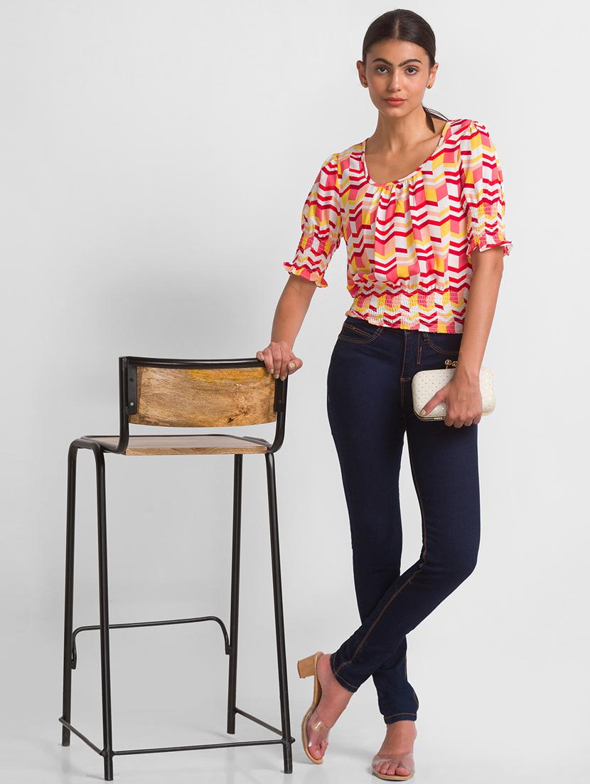 women's blouson round neck top - 18411427 - Standard Image - 3