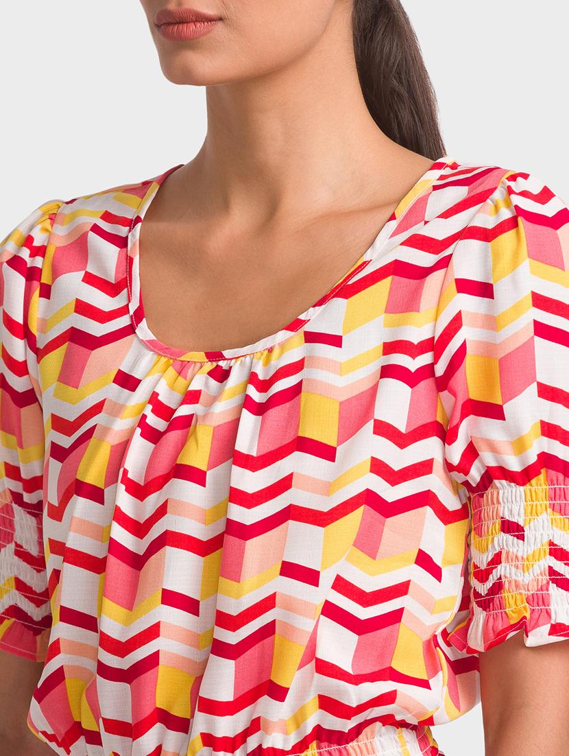 women's blouson round neck top - 18411427 - Standard Image - 5