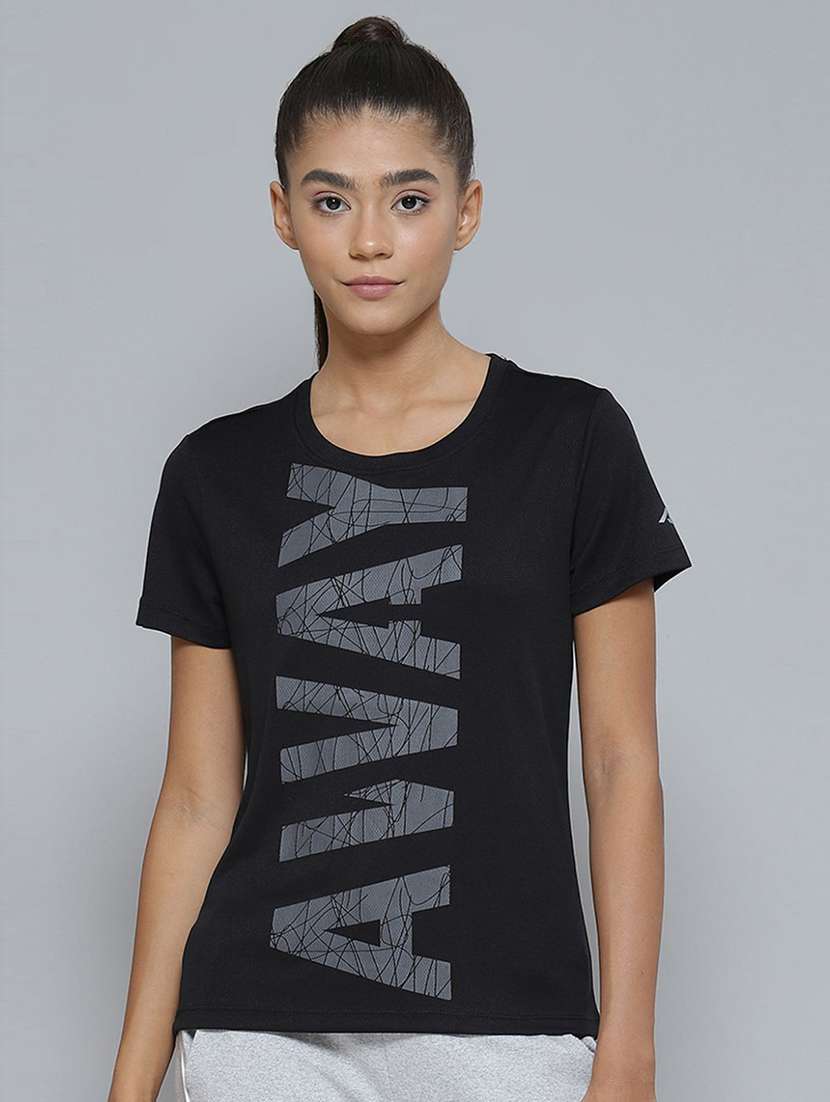 black printed regular tee