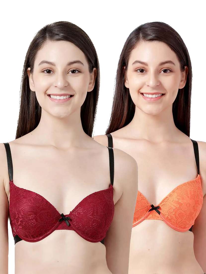 set of 2 solid plunge bra