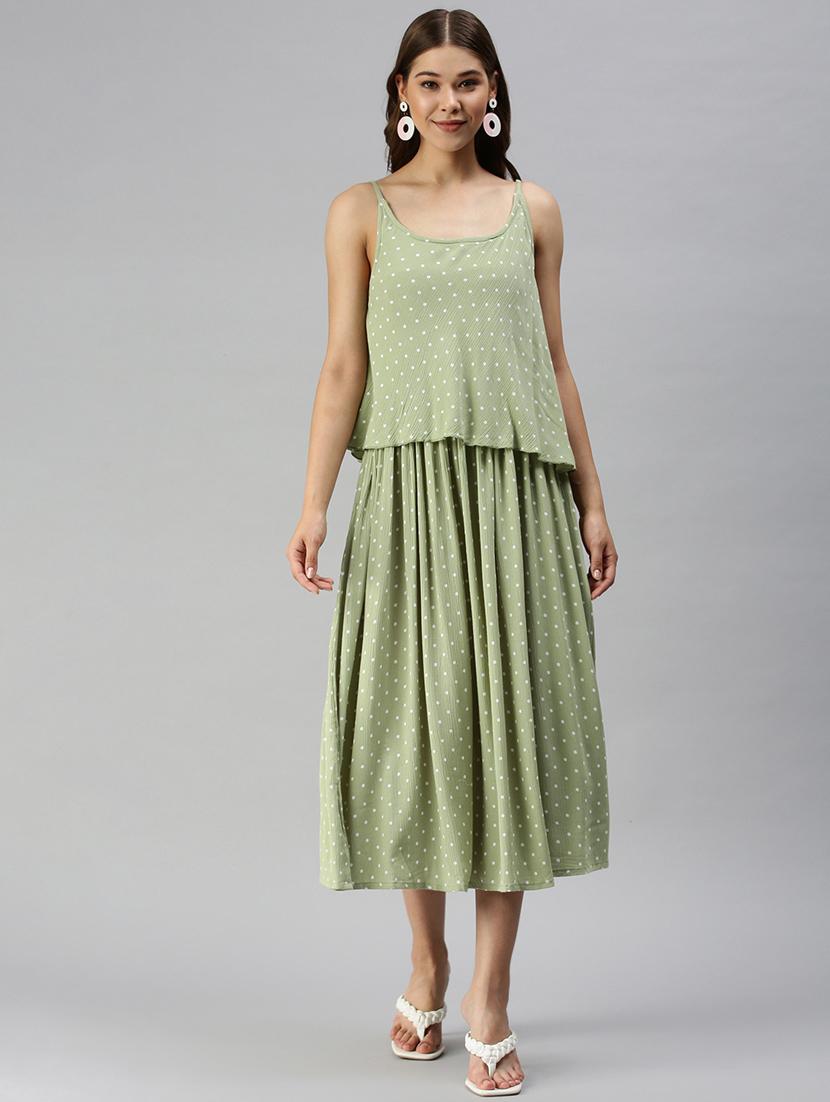 green polka dots maxi dress - 18411549 -  Zoom Image - 0