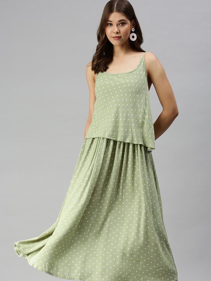 green polka dots maxi dress - 18411549 - Standard Image - 3