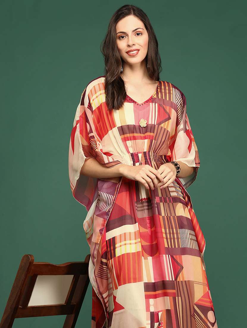 multi colored printed kaftan kurta - 18411556 -  Standard Image - 5