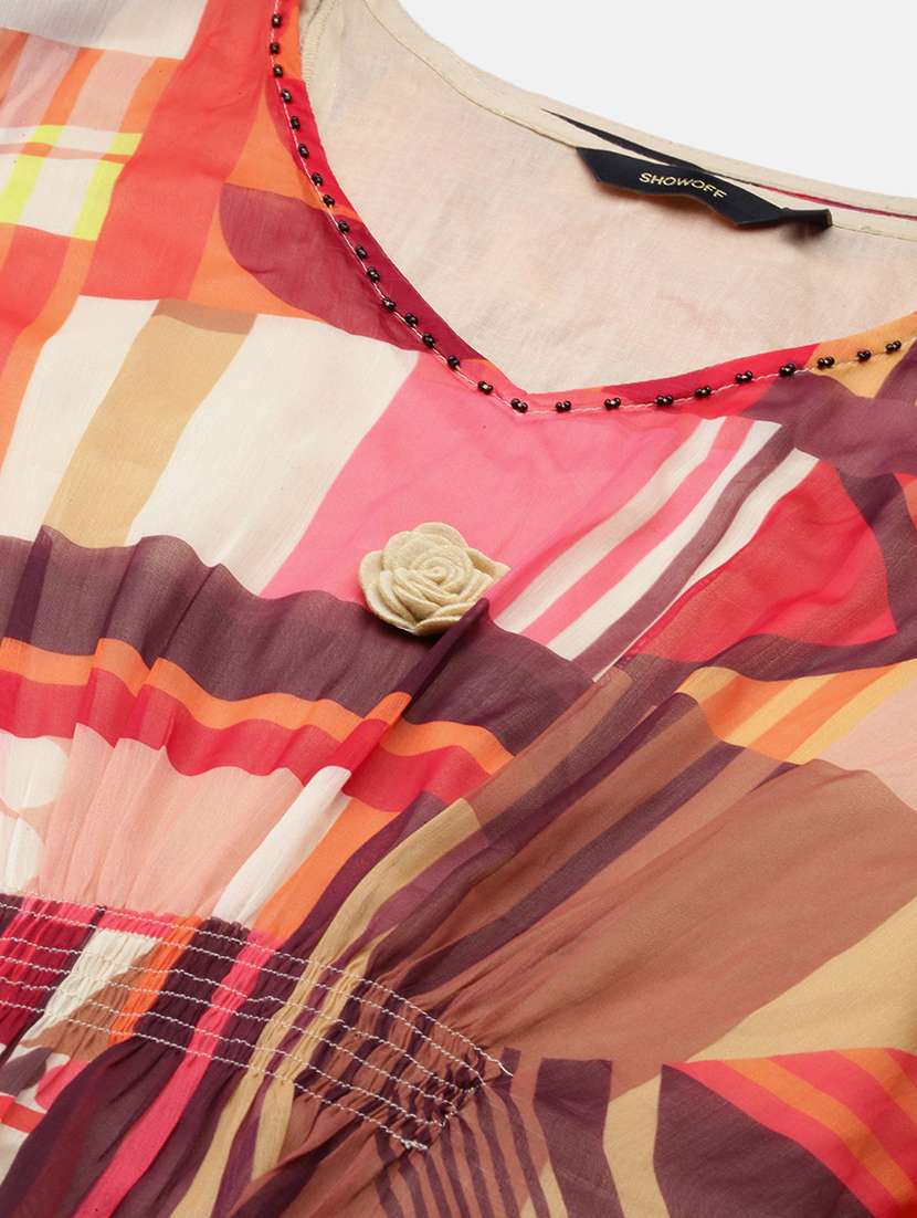 multi colored printed kaftan kurta - 18411556 -  Standard Image - 8