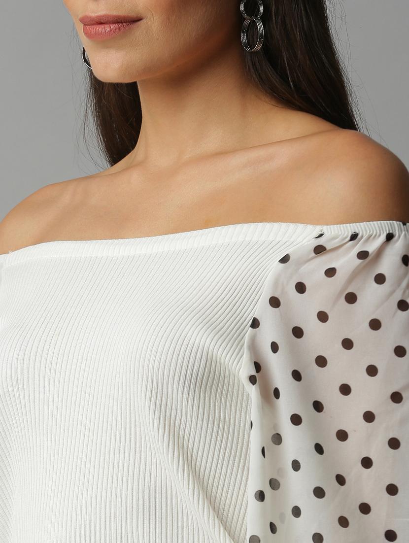 off shoulder polka dots regular top - 18411560 - Standard Image - 5