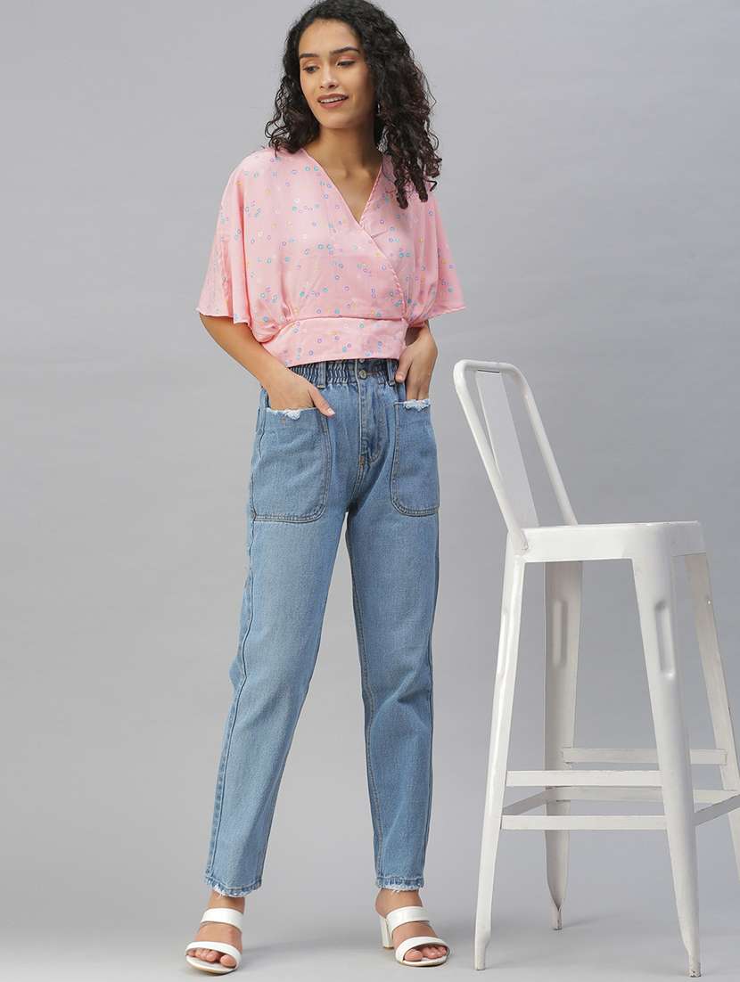 women's crop overlap neck top - 18411561 -  Standard Image - 3