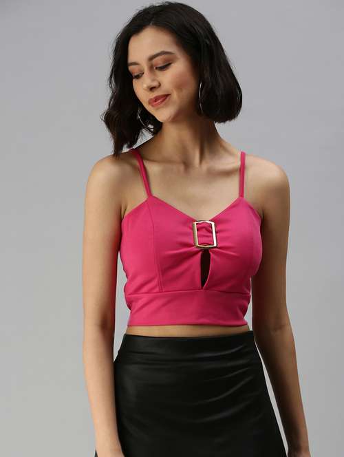 women's crop shoulder strap top - 18411564 - Standard Image - 0
