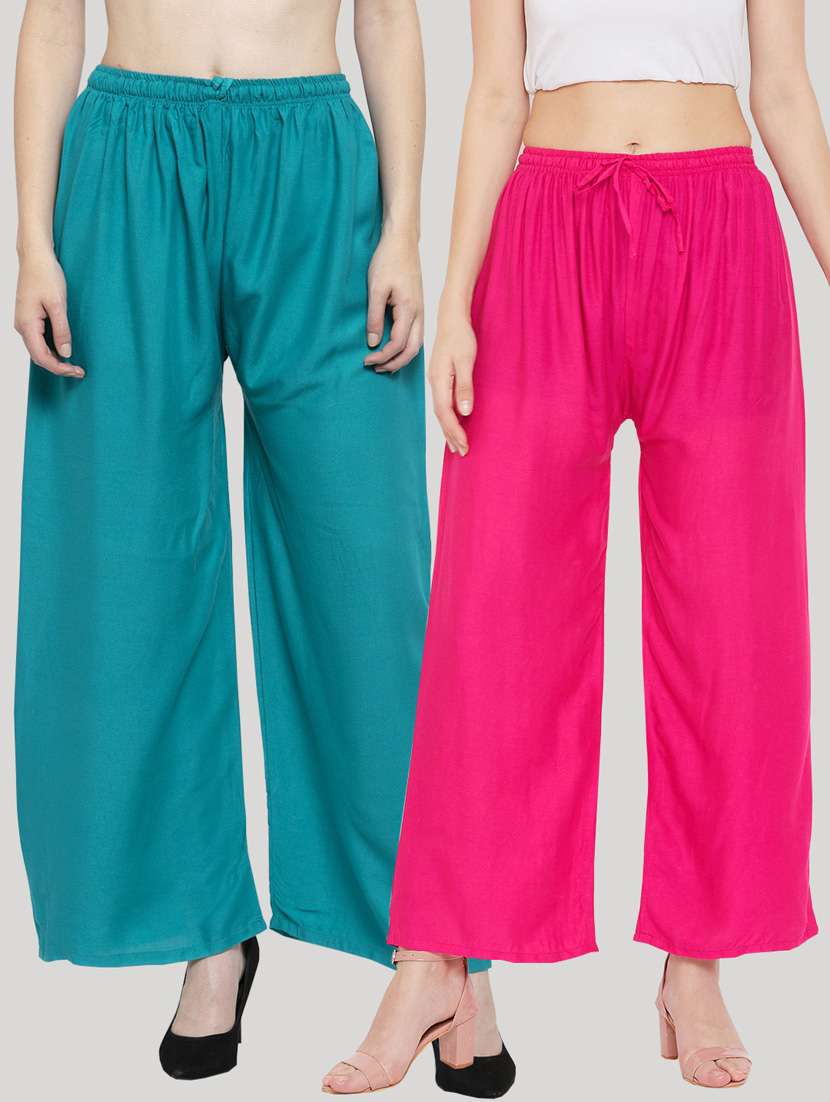 set of 2 pcs solid palazzo