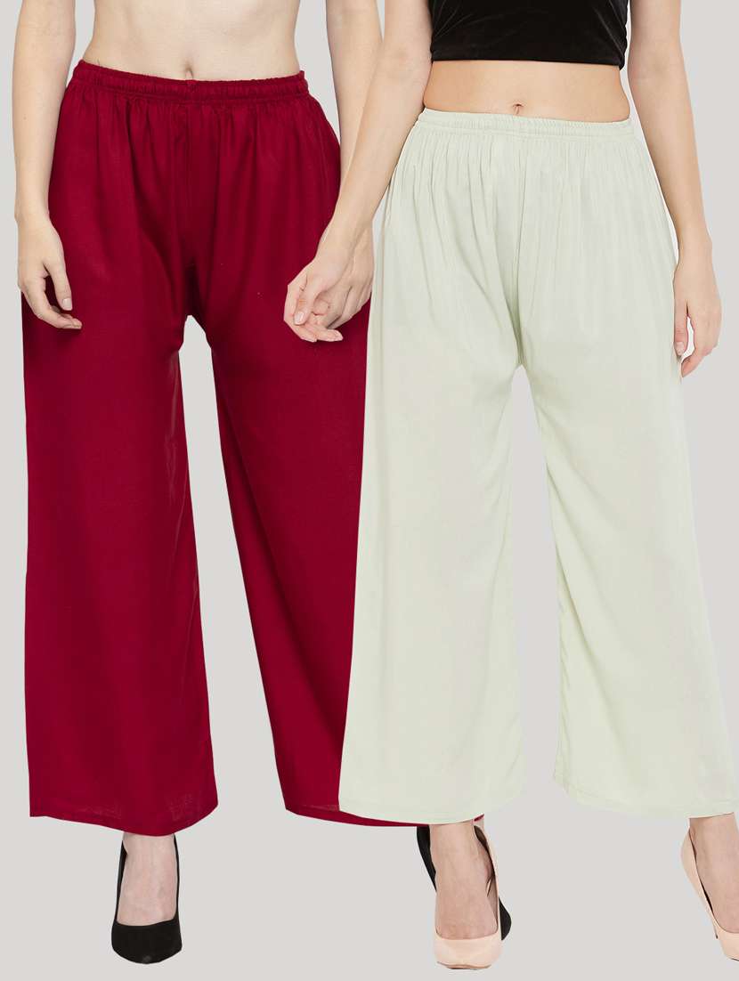 set of 2 pcs solid palazzo