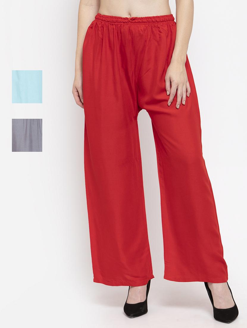 set of 3 pcs solid palazzo - 18412046 -  Zoom Image - 0
