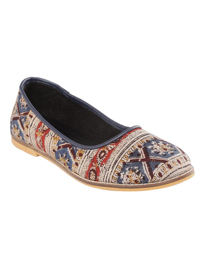 multi colored fabric slip on ballerina