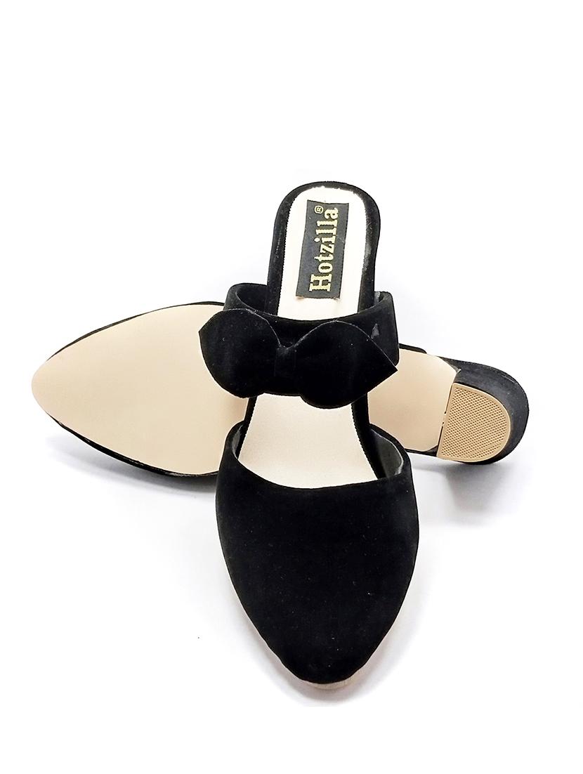 black synthetic slip on sandals - 18412176 - Standard Image - 3