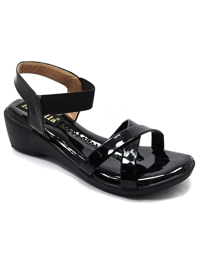 black synthetic ankle strap sandals - 18412182 - Zoom Image - 0