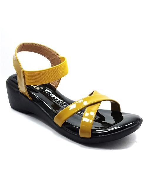 yellow synthetic ankle strap sandals - 18412184 - Standard Image - 0