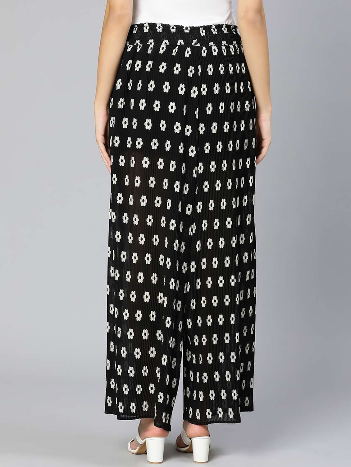 black printed flat front trouser - 18412915 -  Standard Image - 3