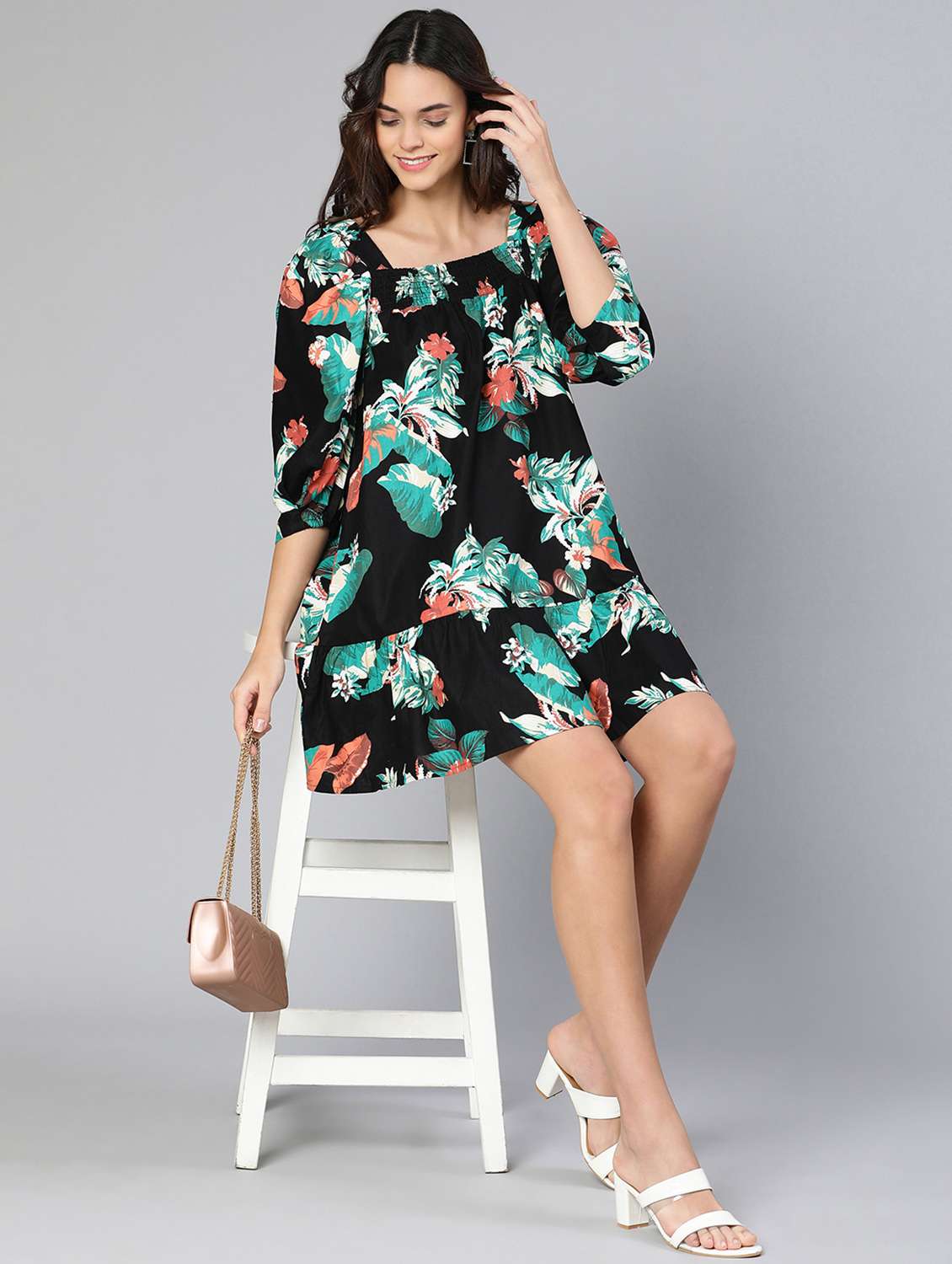 women's fit & flare floral dress - 18412916 - Standard Image - 5