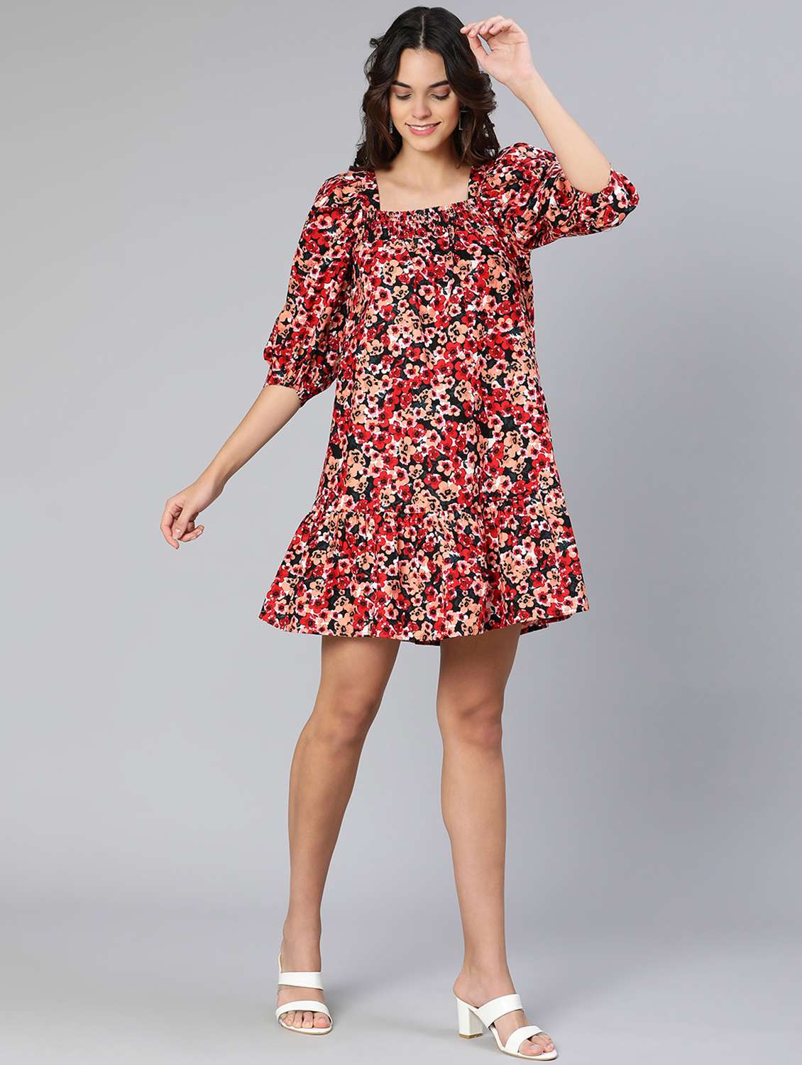 printed fit & flare dress - 18412917 - Standard Image - 5