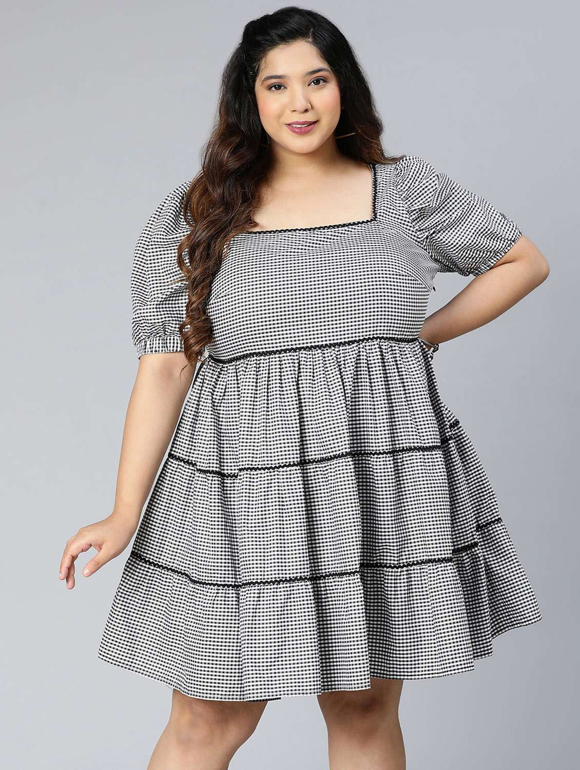 black printed a-line dress