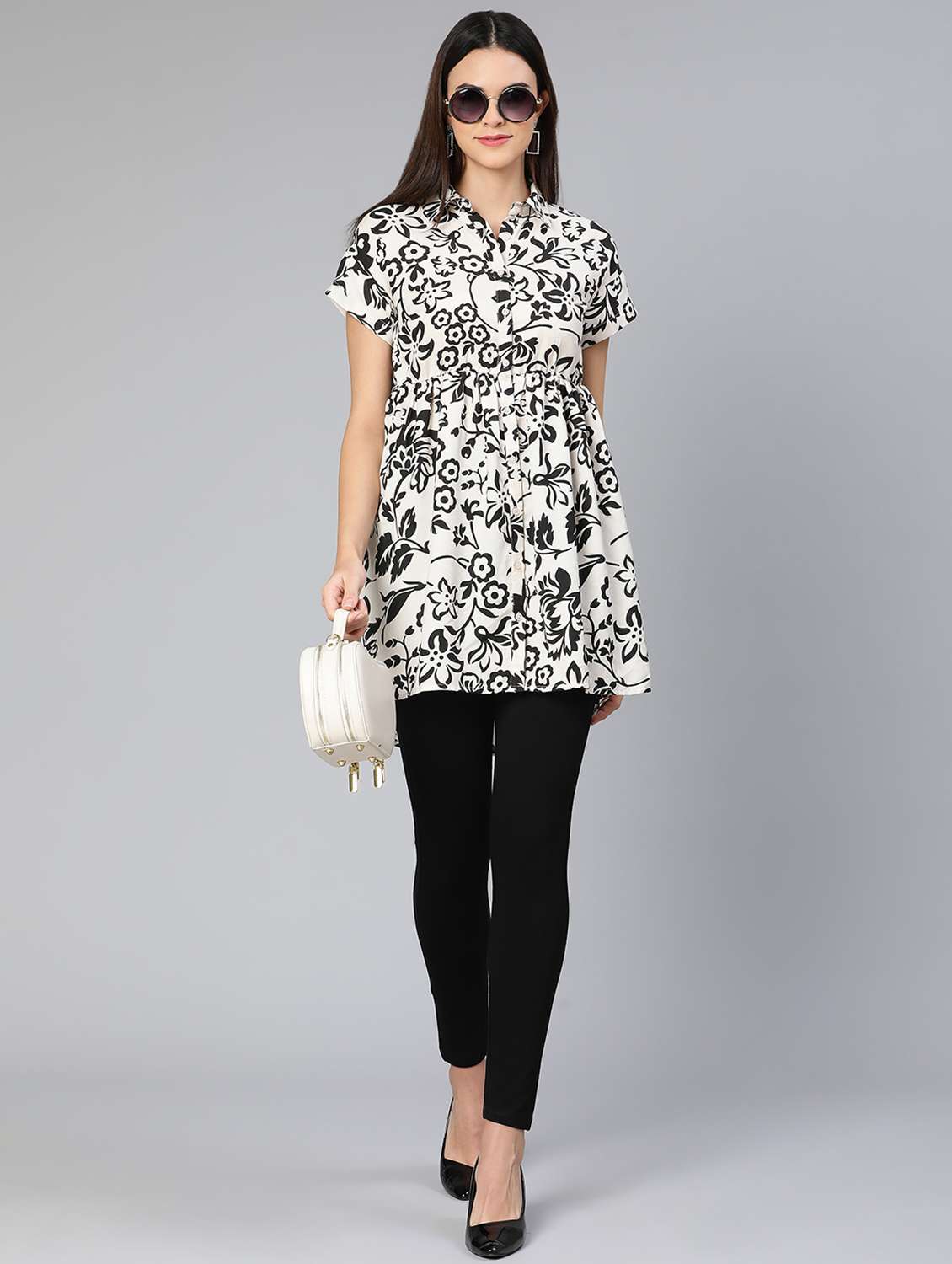 women's high-low collared top - 18412943 - Standard Image - 5