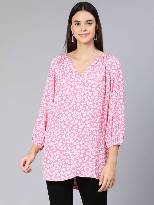 pink printed a line top - 18412952 -  Standard Image - 0