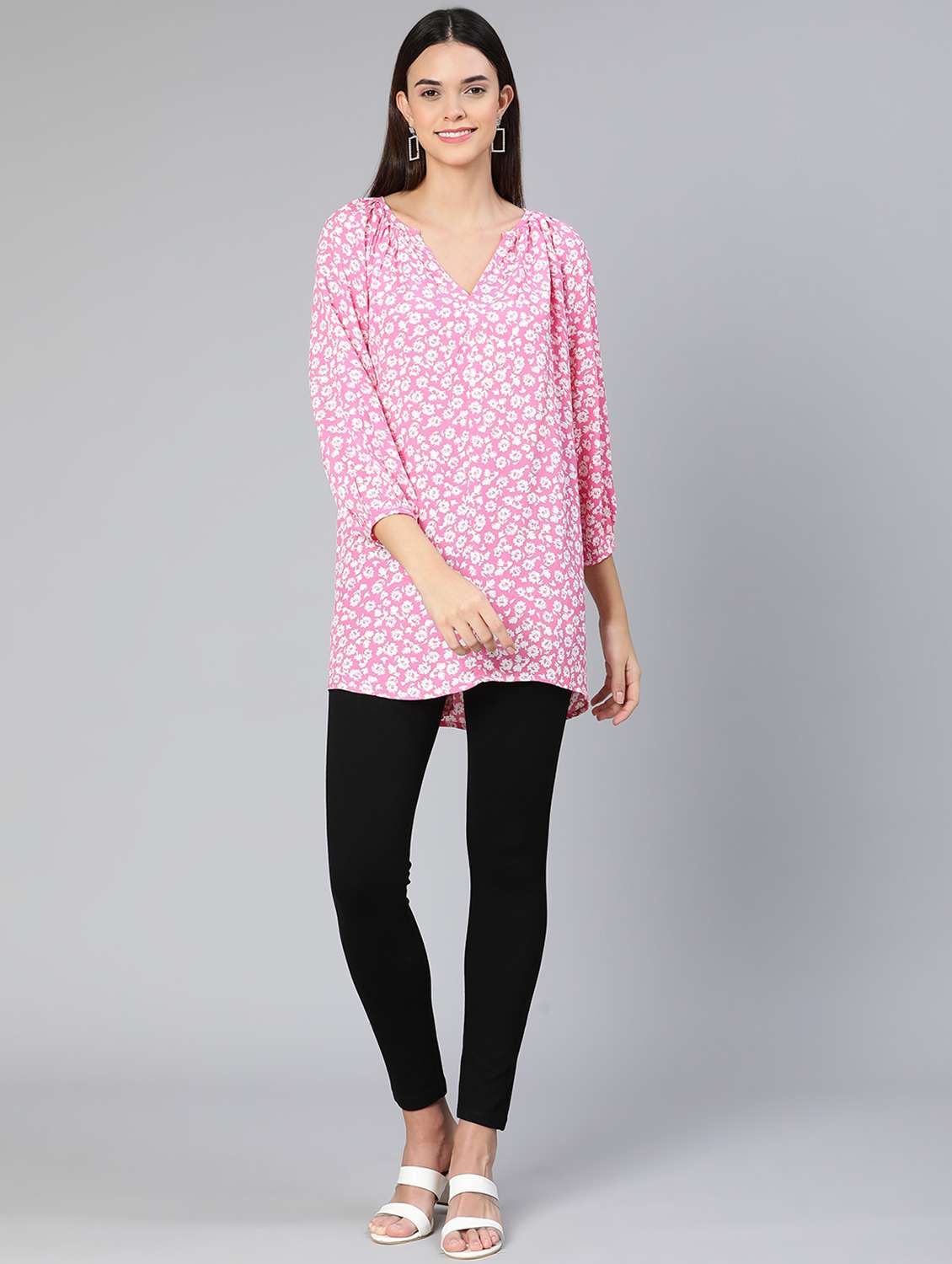 pink printed a line top - 18412952 - Standard Image - 5