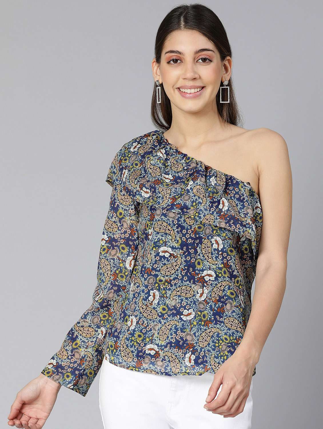 women's straight single shoulder top - 18412954 - Zoom Image - 0