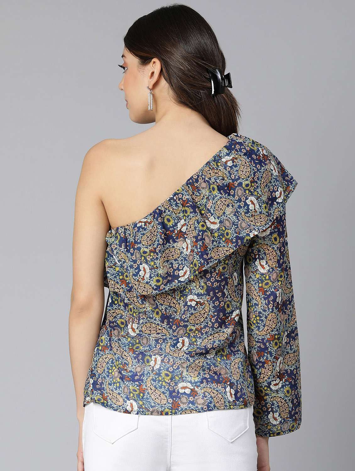 women's straight single shoulder top - 18412954 - Standard Image - 3