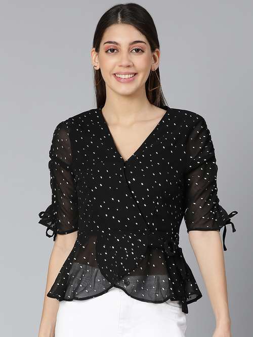 women's wrap v neck top - 18412956 - Standard Image - 0