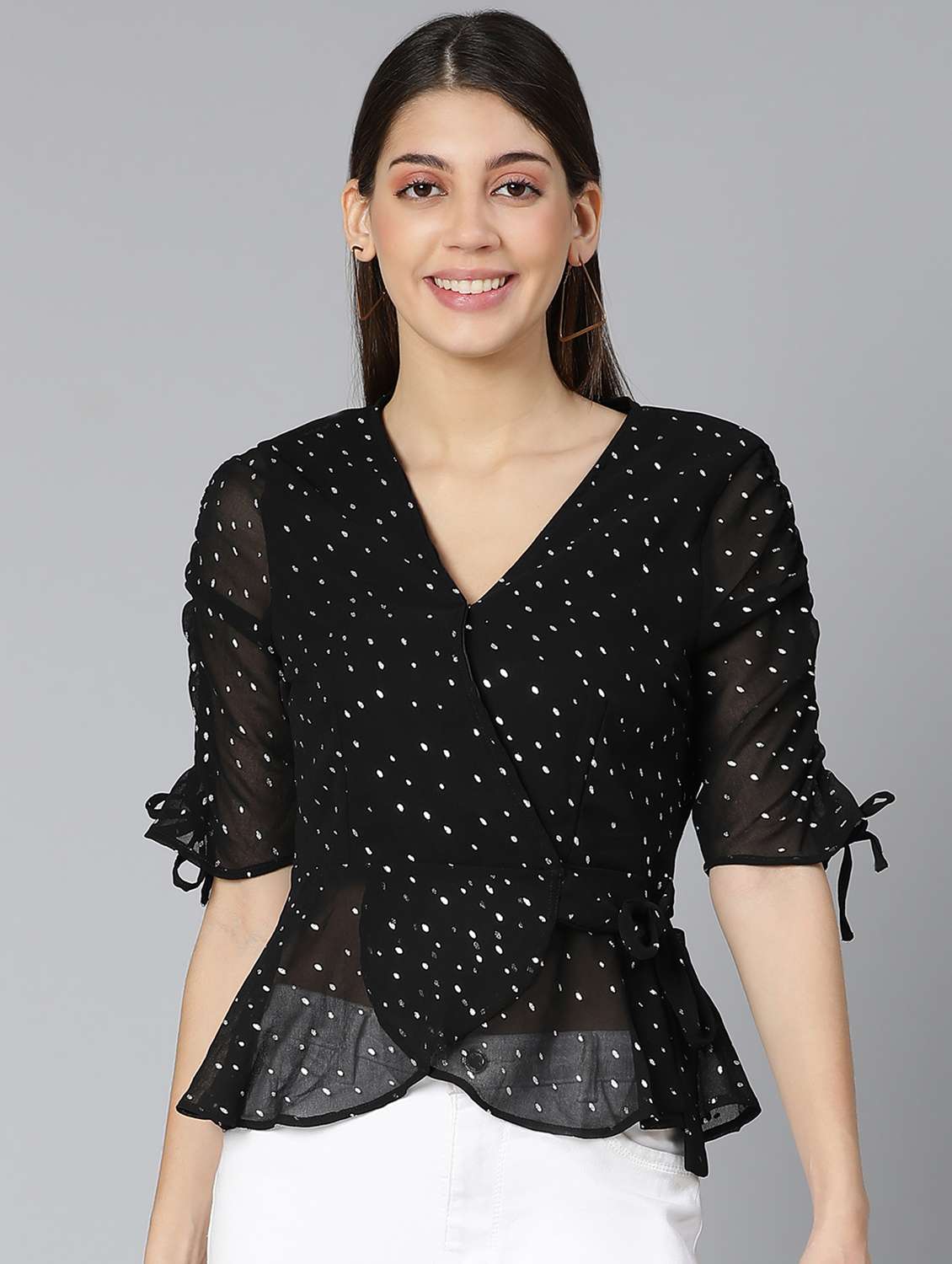 women's wrap v neck top - 18412956 - Zoom Image - 0