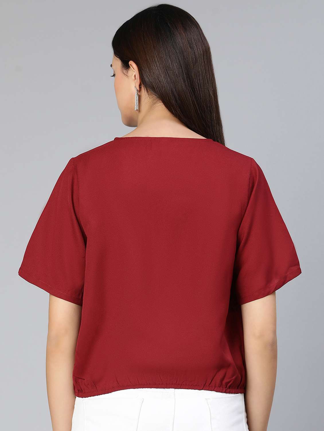 women's a line overlap neck top - 18412960 - Standard Image - 3