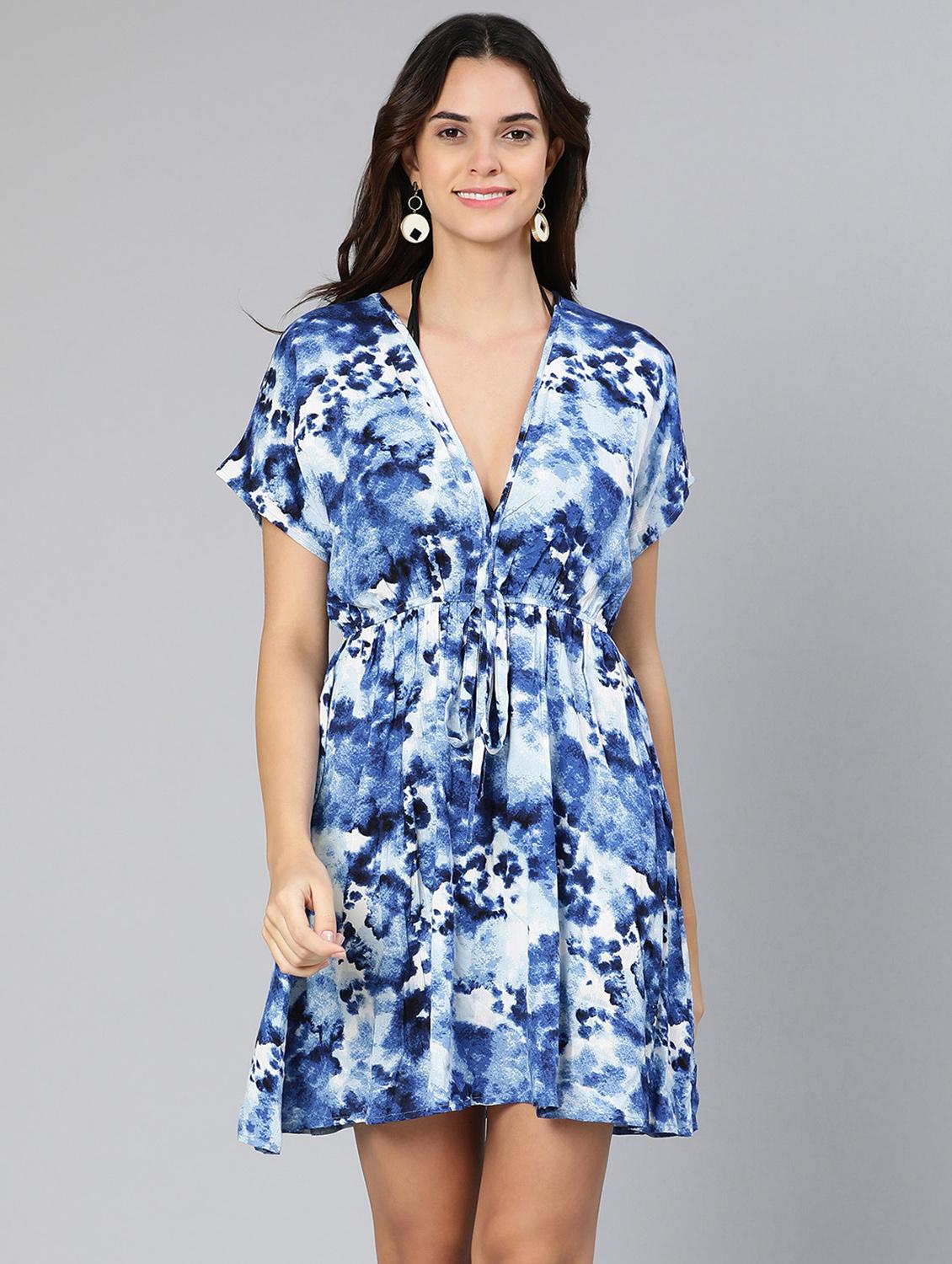blue tie & dye coverup - 18412964 -  Zoom Image - 0