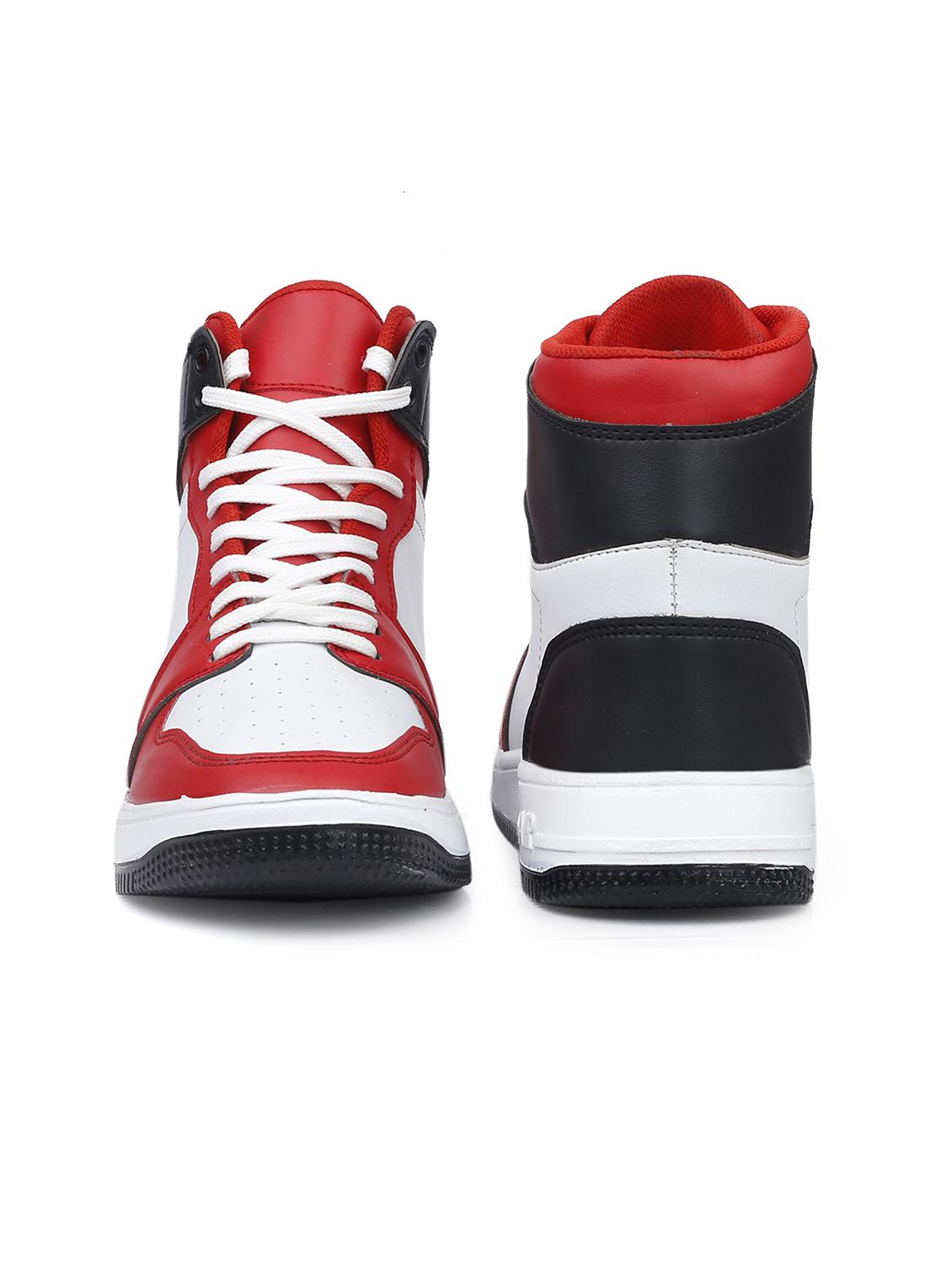 red pu lace up sneakers - 18413055 - Standard Image - 3