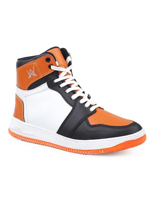 orange pu lace up sneakers - 18413056 -  Standard Image - 0