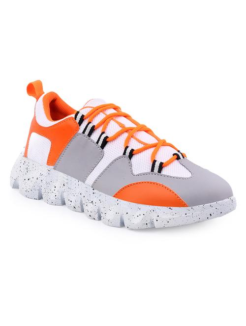 orange pu lace up sneakers - 18413060 - Standard Image - 0