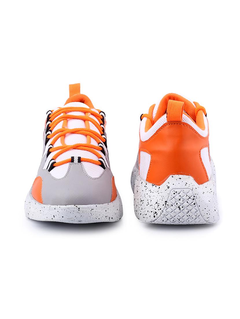 orange pu lace up sneakers - 18413060 - Standard Image - 3