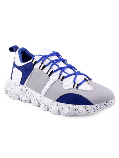 blue pu lace up sneakers - 18413061 - Standard Image - 0