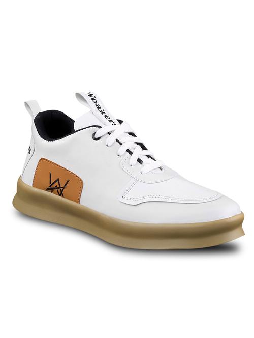 white pu lace up sneakers - 18413062 -  Standard Image - 0