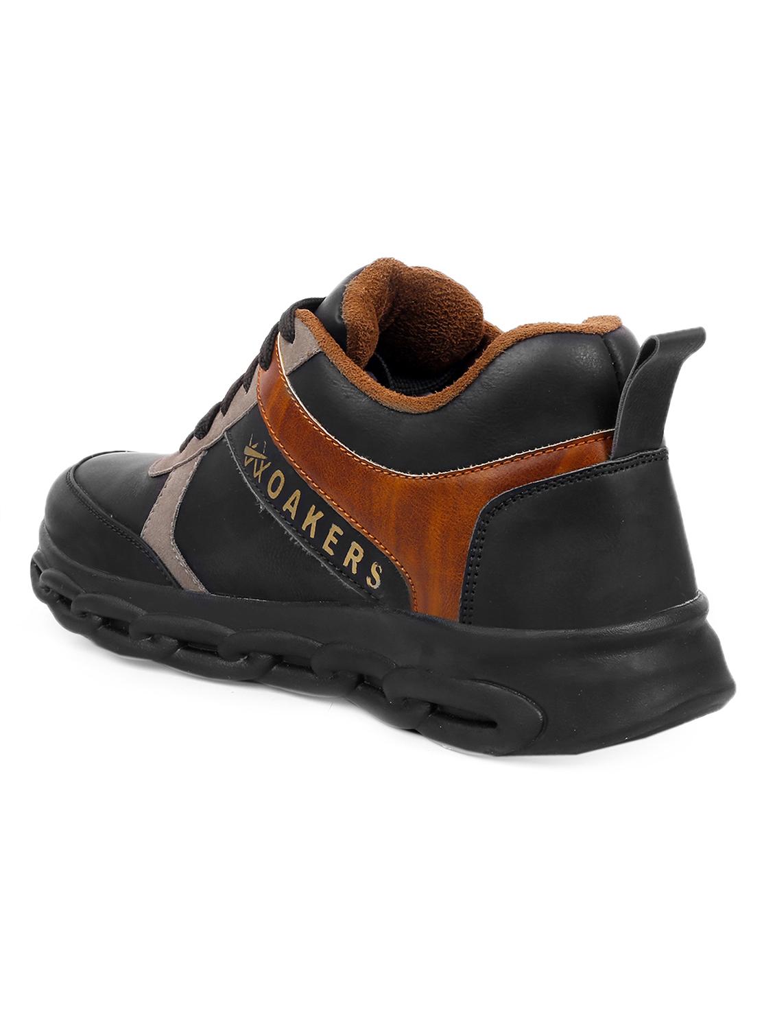 black pu lace up sneakers - 18413072 - Standard Image - 3
