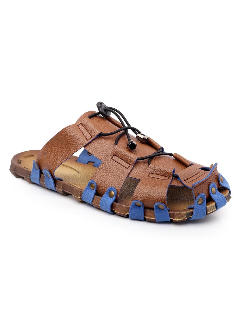 tan faux leather slip on flip flops - 18413117 -  Zoom Image - 0