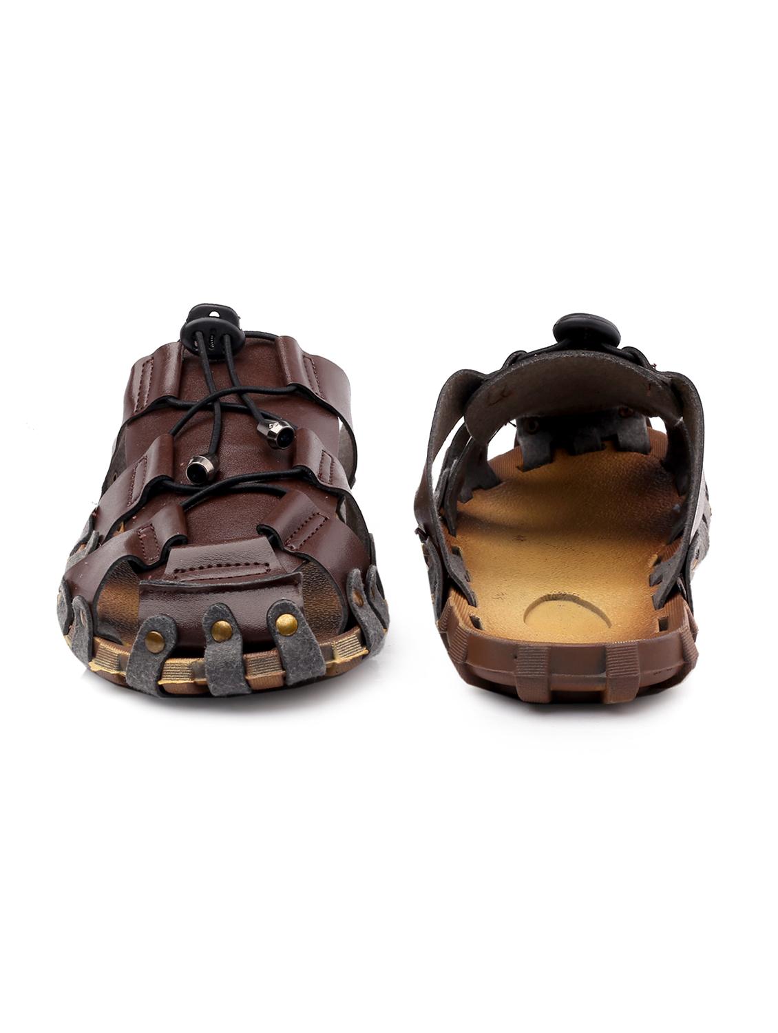 brown faux leather slip on flip flops - 18413118 - Standard Image - 3