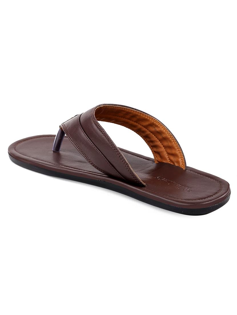 brown faux leather slip on flip flops - 18413122 - Standard Image - 3