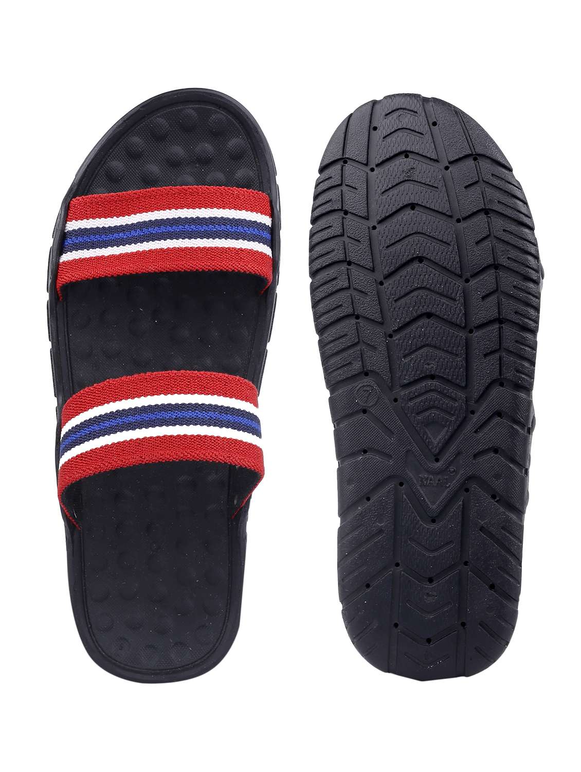 red faux leather slip on flip flops - 18413126 - Standard Image - 5